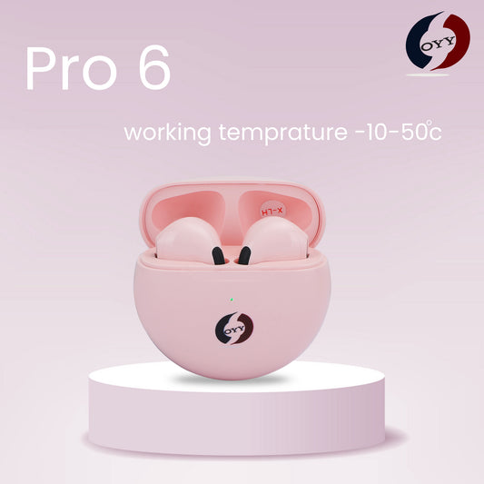 OYY Wireless Pro6 Pink Earbuds