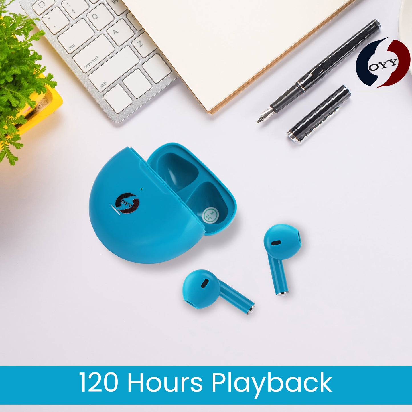 OYY Wireless Pro6 Blue Earbuds